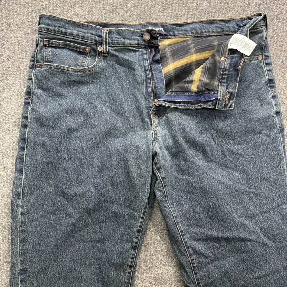 Lands' End Flannel Lined Jeans Men's Size 40x30 Blue Denim Traditional Fit Pants